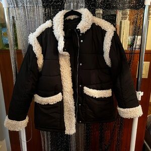 Black and White Sherpa Lined Jacket